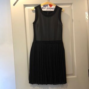 BCBG maxazria black dress faux leather top and pleated bottom